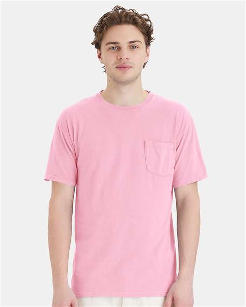 Custom Embroidered - ComfortWash by Hanes - Unisex Garment-Dyed Pocket T-Shirt - Cotton Candy - GDH150
