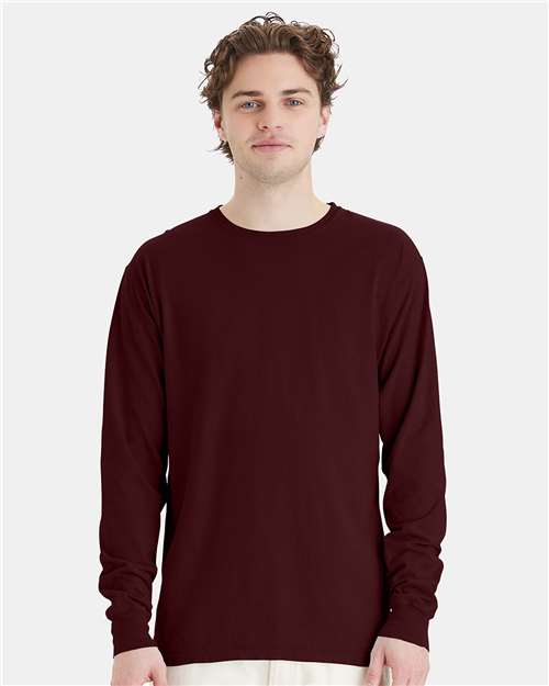 Custom Embroidered - ComfortWash by Hanes - Unisex Garment-Dyed Long Sleeve T-Shirt - Maroon - GDH200