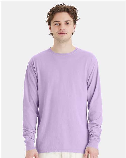 Custom Embroidered - ComfortWash by Hanes - Unisex Garment-Dyed Long Sleeve T-Shirt - Future Lavender - GDH200