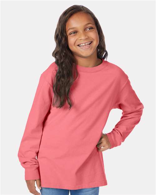 Custom Embroidered - ComfortWash by Hanes - Youth Garment-Dyed Long Sleeve T-Shirt - GDH275