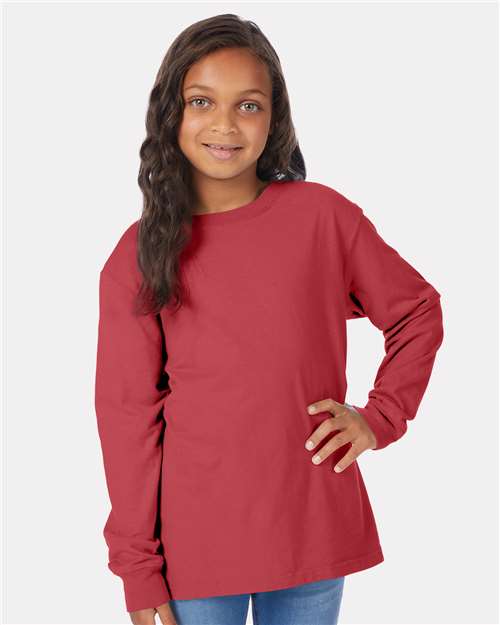 Custom Embroidered - ComfortWash by Hanes - Youth Garment-Dyed Long Sleeve T-Shirt - GDH275