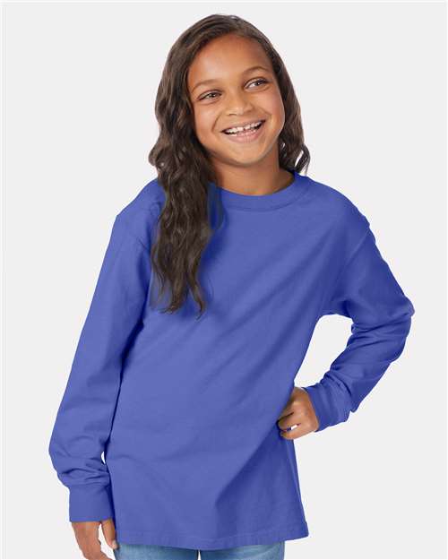 Custom Embroidered - ComfortWash by Hanes - Youth Garment-Dyed Long Sleeve T-Shirt - GDH275