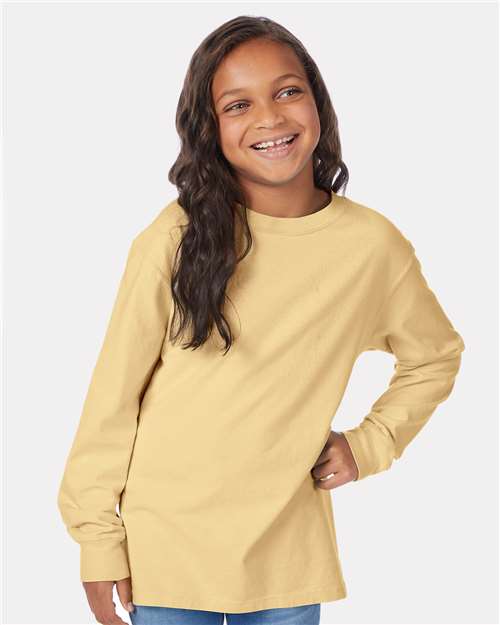 Custom Embroidered - ComfortWash by Hanes - Youth Garment-Dyed Long Sleeve T-Shirt - GDH275