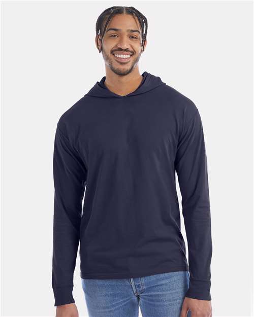 Custom Embroidered - ComfortWash by Hanes - Unisex Garment-Dyed Jersey Hooded Long Sleeve T-Shirt - GDH280