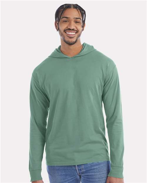 Custom Embroidered - ComfortWash by Hanes - Unisex Garment-Dyed Jersey Hooded Long Sleeve T-Shirt - GDH280