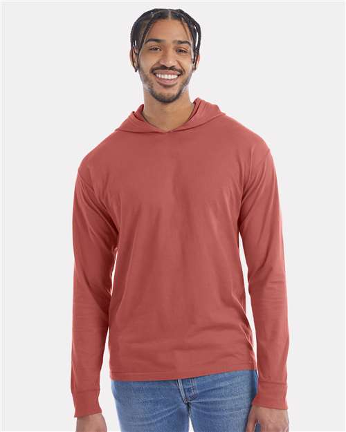 Custom Embroidered - ComfortWash by Hanes - Unisex Garment-Dyed Jersey Hooded Long Sleeve T-Shirt - GDH280