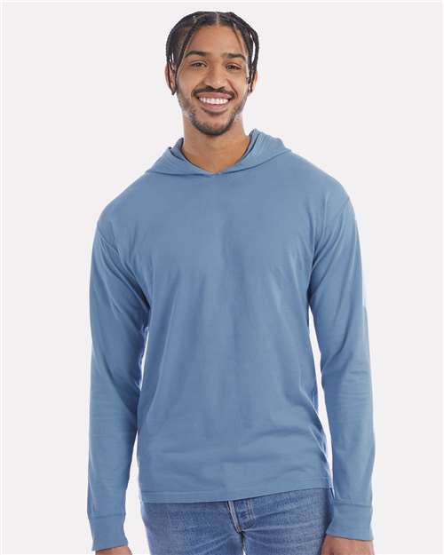 Custom Embroidered - ComfortWash by Hanes - Unisex Garment-Dyed Jersey Hooded Long Sleeve T-Shirt - GDH280