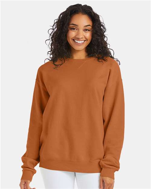 Custom Embroidered - ComfortWash by Hanes - Unisex Garment-Dyed Crewneck Sweatshirt - Texas Orange - GDH400