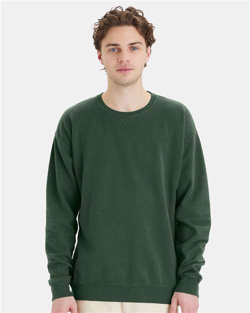 Custom Embroidered - ComfortWash by Hanes - Unisex Garment-Dyed Crewneck Sweatshirt - Field Green - GDH400