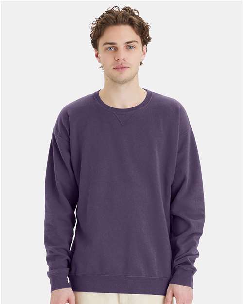 Custom Embroidered - ComfortWash by Hanes - Unisex Garment-Dyed Crewneck Sweatshirt - Grape Soda - GDH400