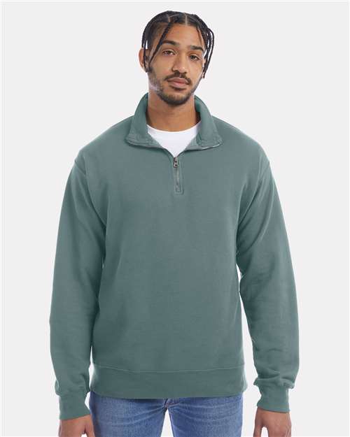 Custom Embroidered - ComfortWash by Hanes - Unisex Garment-Dyed Quarter-Zip Sweatshirt - GDH425