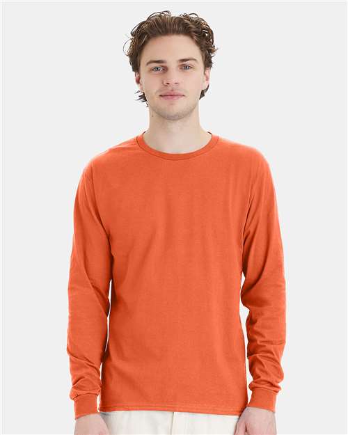 Custom Embroidered - Hanes - Essential-T Long Sleeve T-Shirt - Texas Orange - 5286