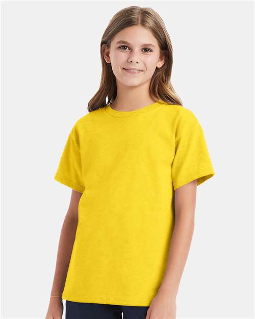 Custom Embroidered - Hanes - Youth Essential-T T-Shirt - Athletic Yellow - 5480