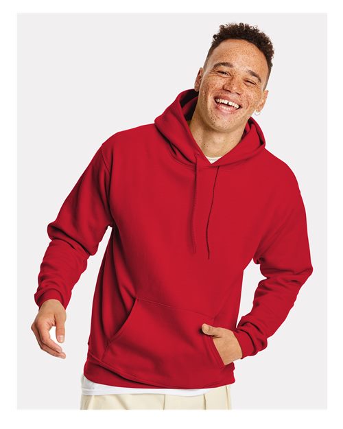 Custom Embroidered - Hanes - Unisex EcoSmart® Hooded Sweatshirt - Athletic Crimson - P170