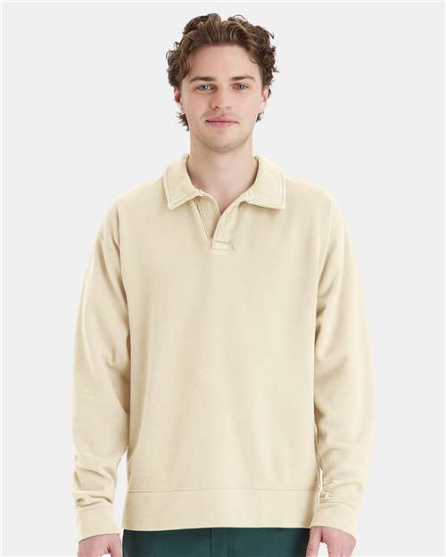 Custom Embroidered - ComfortWash by Hanes - Unisex Garment-Dyed Polo Collar Sweatshirt - GDH490