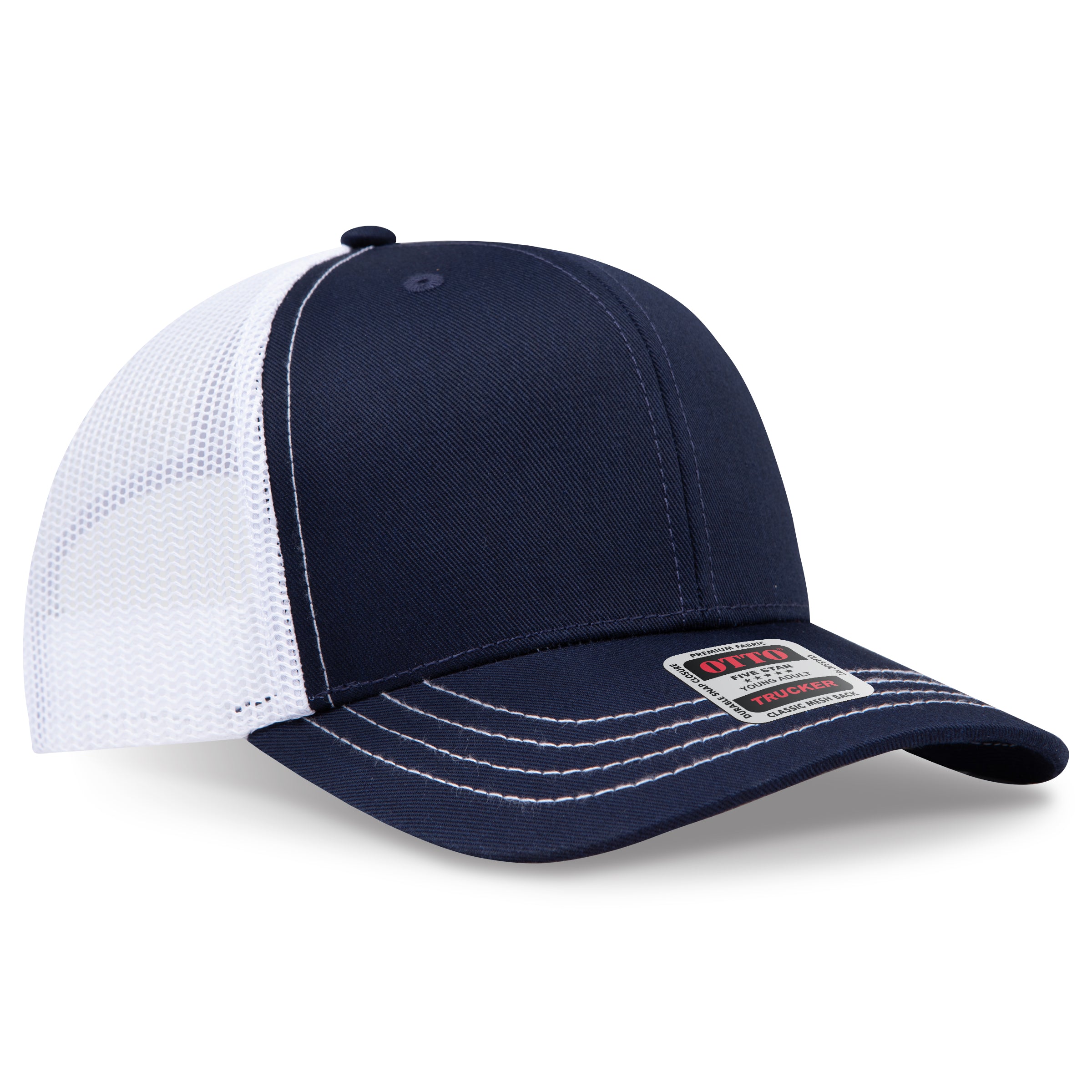 Custom Embroidered or DTF Printed - OTTO CAP® 6 Panel Mid Profile Mesh Back Trucker Hat