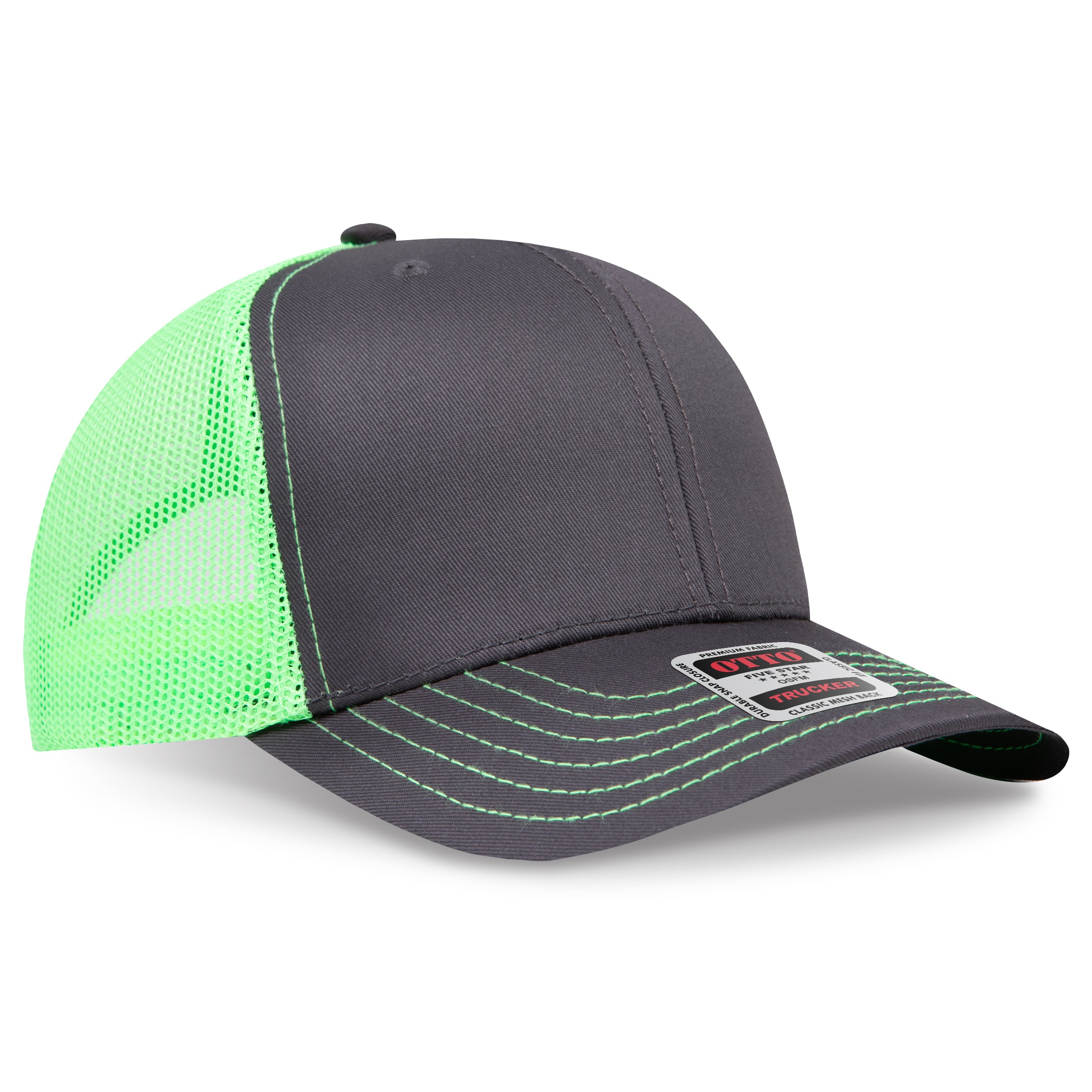Custom Embroidered or DTF Printed - OTTO CAP® 6 Panel Mid Profile Mesh Back Trucker Hat