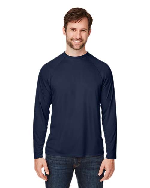 Custom Embroidered or DTF Printed - CORE365 - Unisex Ultra UVP™ Marina Raglan Long Sleeve T-Shirt - CE110