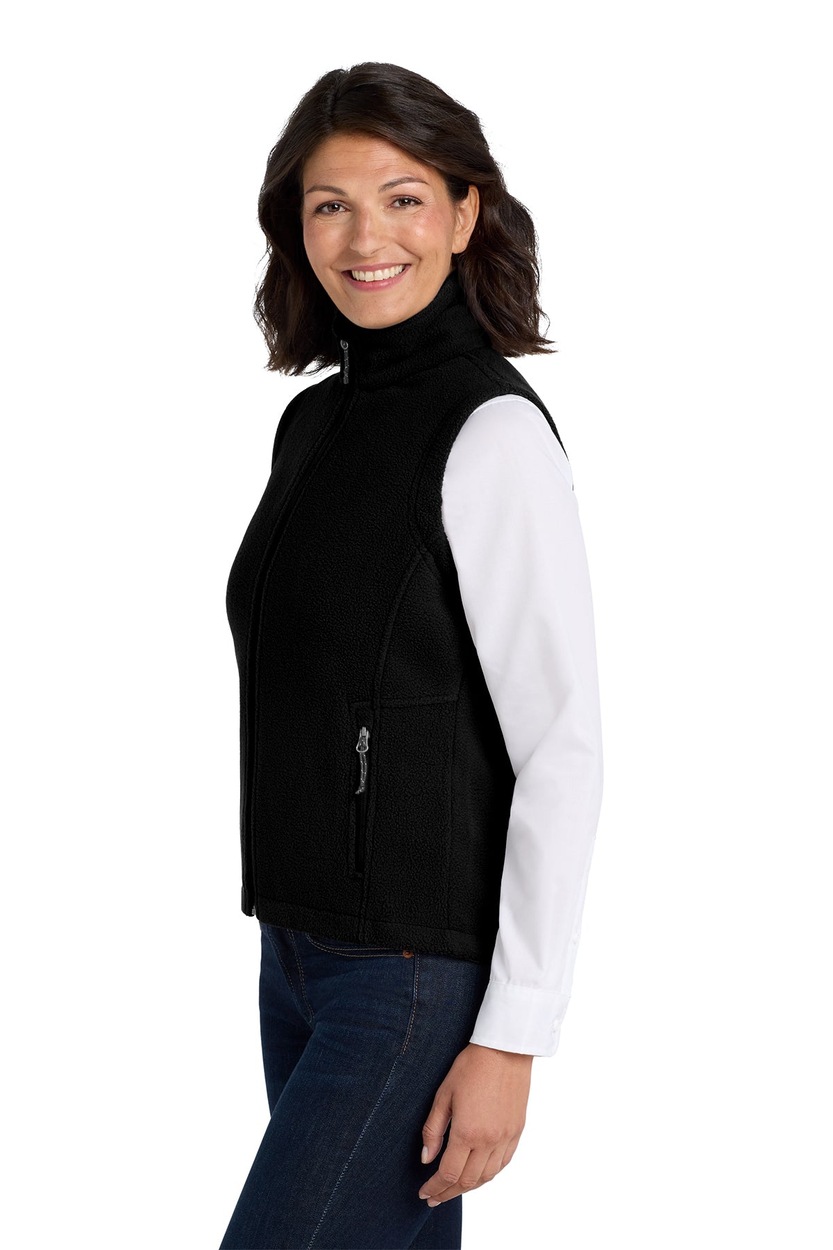 Custom Embroidery on Ladies Fleece Vest - Includes one 4in x 4in Embroidery - No Setup - No Minimums