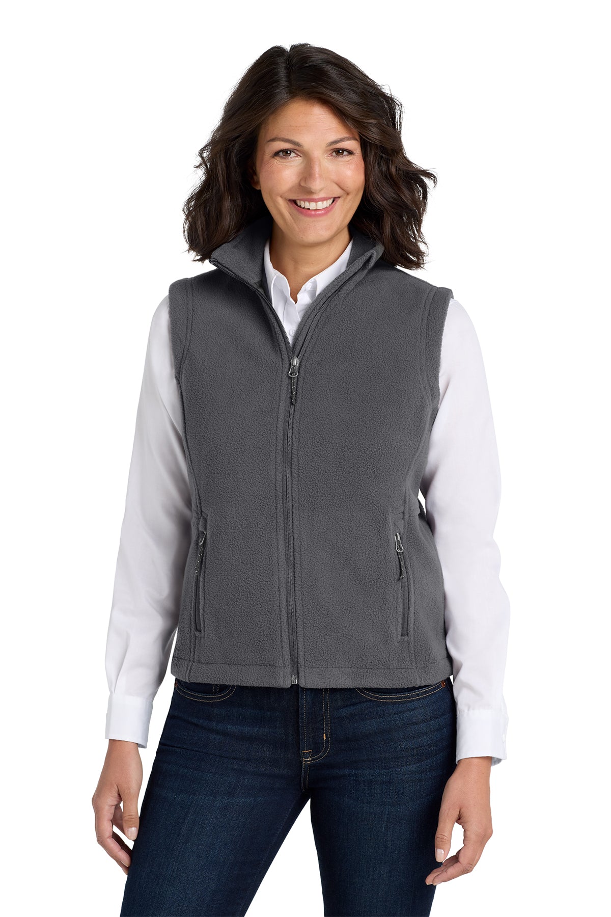 Custom Embroidery on Ladies Fleece Vest - Includes one 4in x 4in Embroidery - No Setup - No Minimums