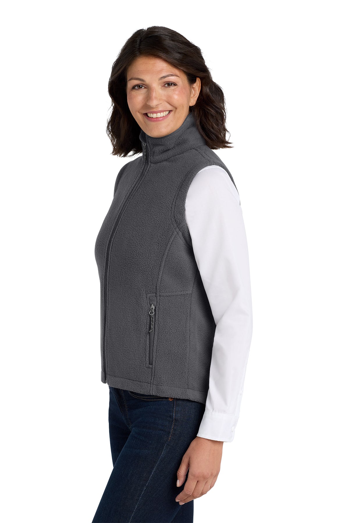 Custom Embroidery on Ladies Fleece Vest - Includes one 4in x 4in Embroidery - No Setup - No Minimums