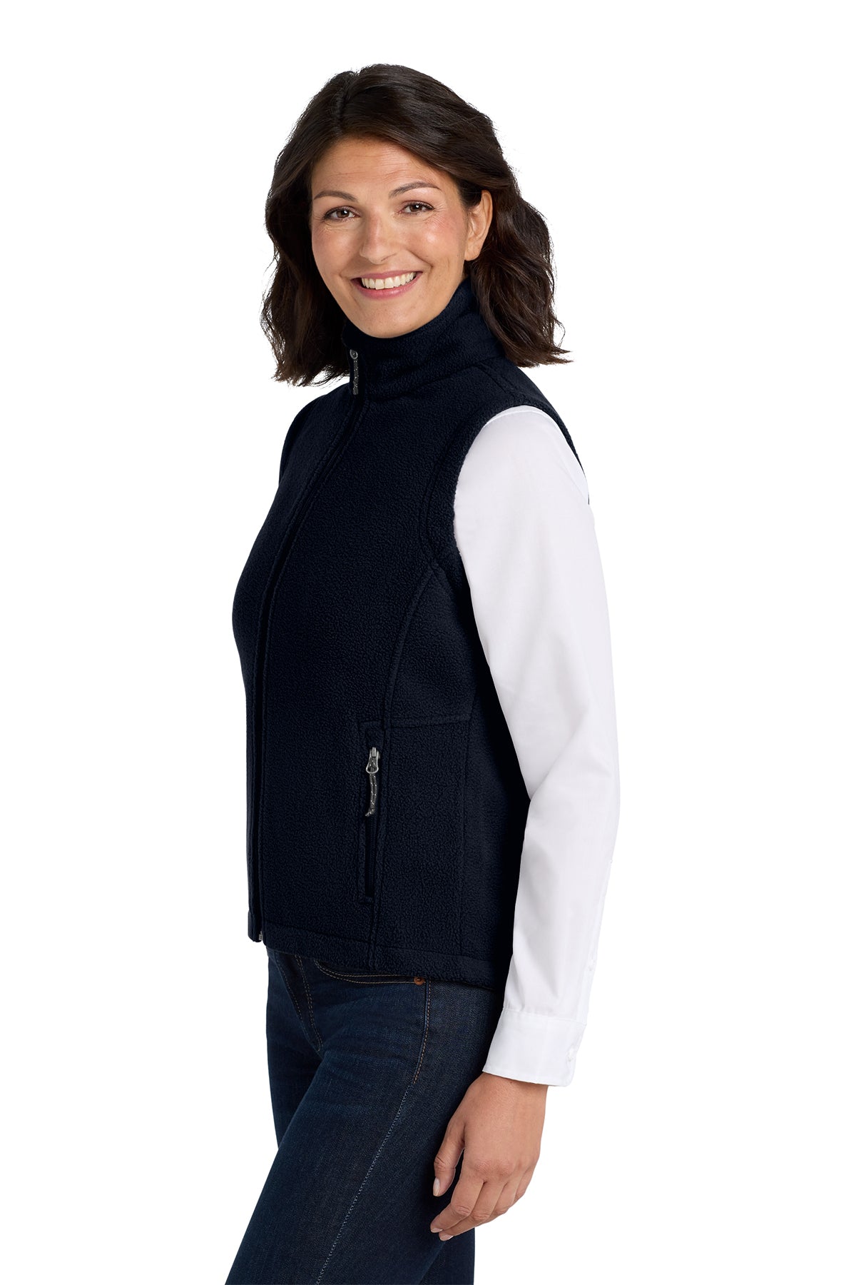 Custom Embroidery on Ladies Fleece Vest - Includes one 4in x 4in Embroidery - No Setup - No Minimums