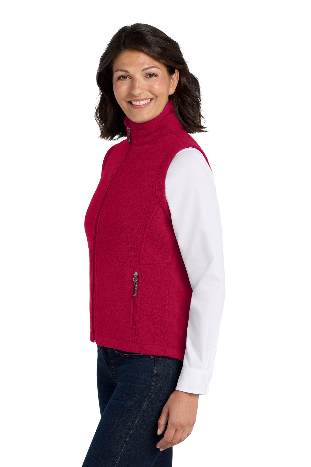 Custom Embroidery on Ladies Fleece Vest - Includes one 4in x 4in Embroidery - No Setup - No Minimums