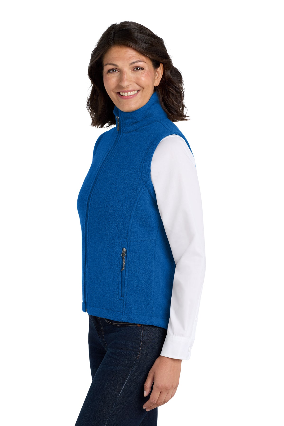 Custom Embroidery on Ladies Fleece Vest - Includes one 4in x 4in Embroidery - No Setup - No Minimums