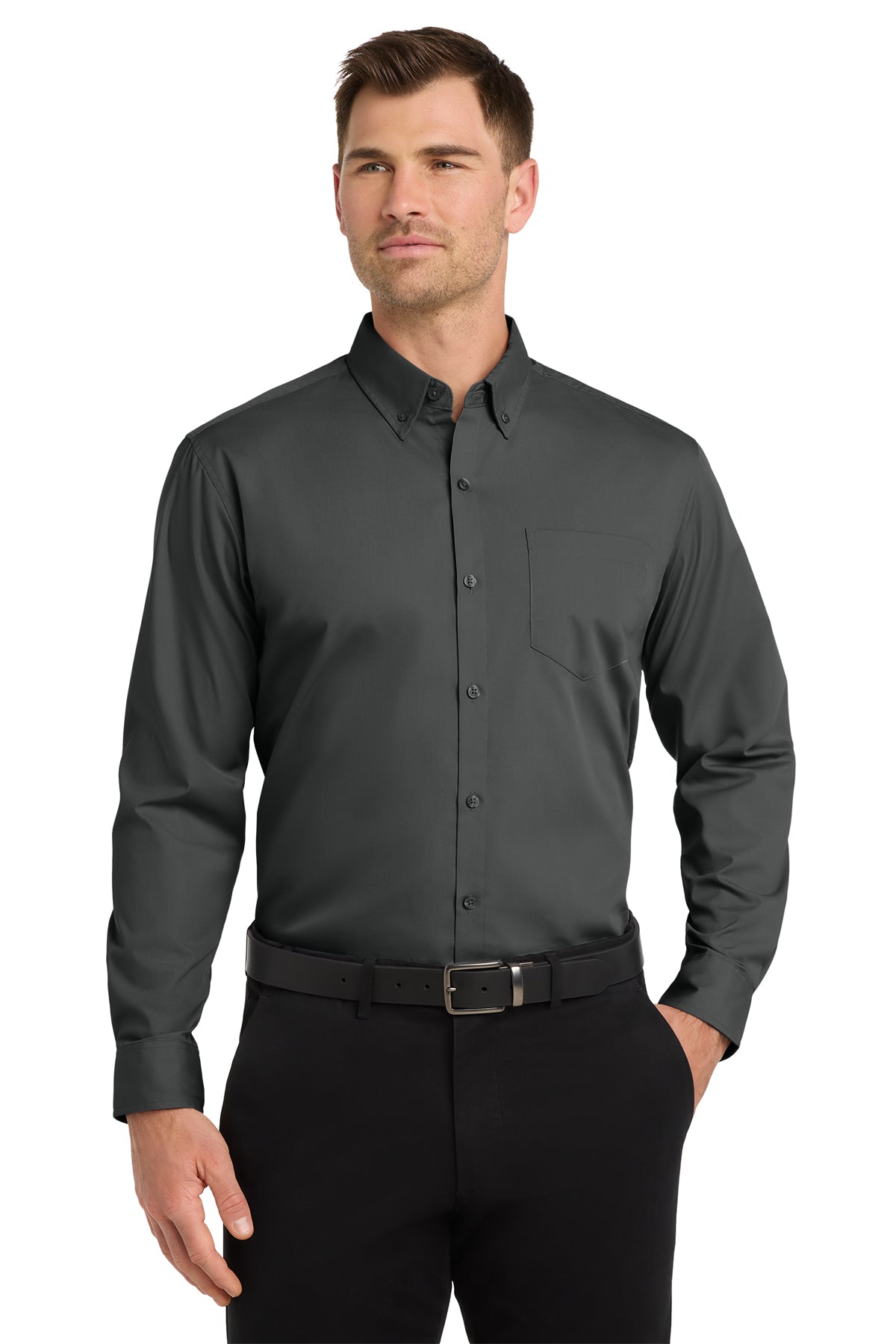 Borba Property Group - Port Authority® Long Sleeve Carefree Poplin Shirt - W100