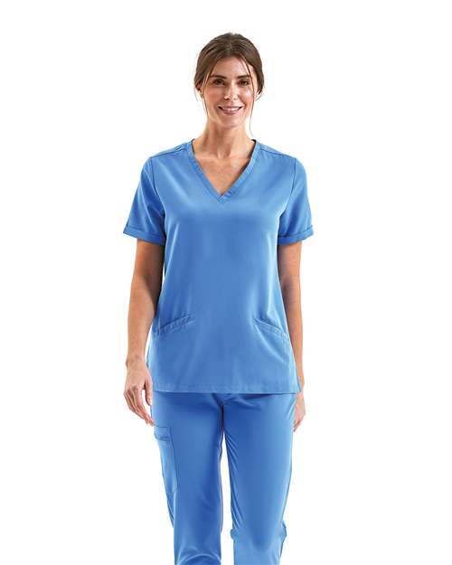 Custom Embroidered or DTF Printed - Onna - Women's Invincible V-Neck Stretch Scrub Top - NN310
