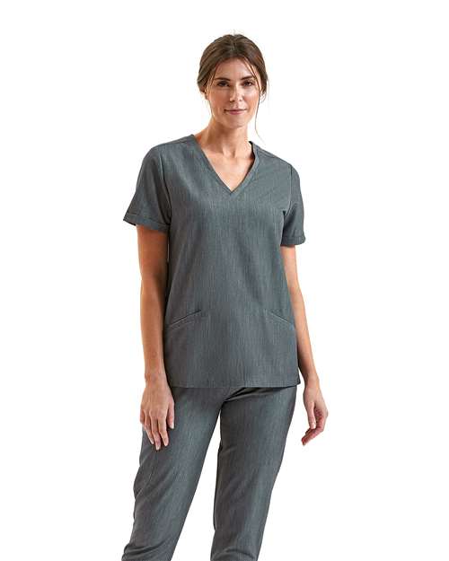 Custom Embroidered or DTF Printed - Onna - Women's Invincible V-Neck Stretch Scrub Top - NN310