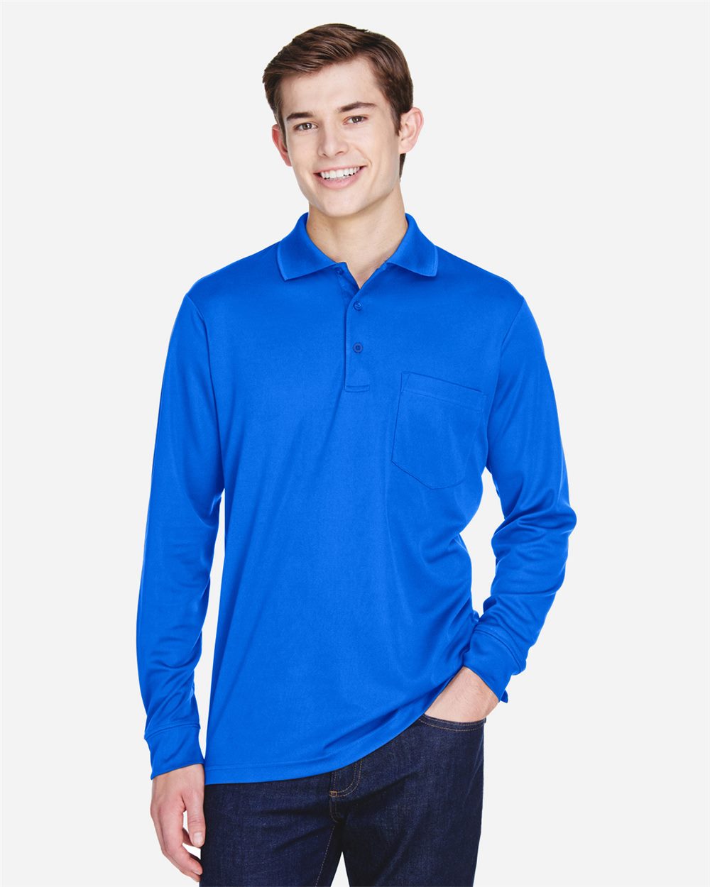 Custom Embroidered or DTF Printed - CORE365 - Men's Pinnacle Performance Long Sleeve Piqué Polo with Pocket - 88192P