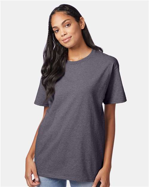 Custom Embroidered - Hanes - Unisex Authentic T-Shirt - Charcoal Heather - 5250