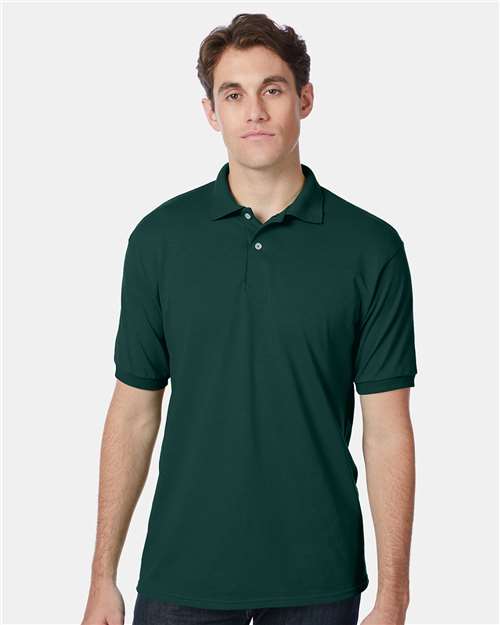 Custom Embroidered - Hanes - Men's EcoSmart® Jersey Polo - Deep Forest - 054X