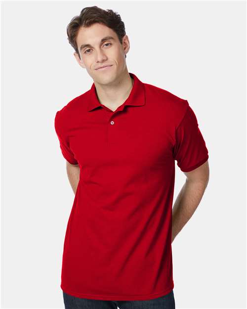Custom Embroidered - Hanes - Men's EcoSmart® Jersey Polo - Deep Red - 054X