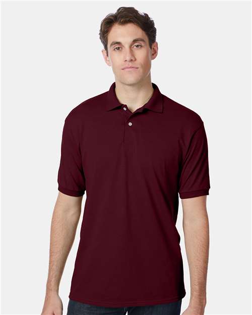 Custom Embroidered - Hanes - Men's EcoSmart® Jersey Polo - Maroon - 054X