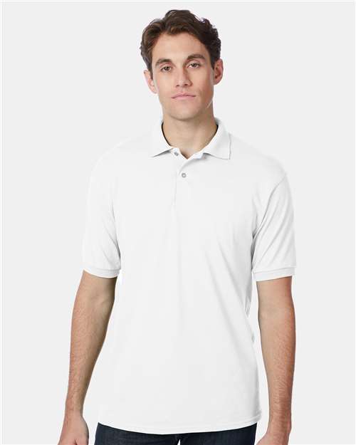 Custom Embroidered - Hanes - Men's EcoSmart® Jersey Polo - White - 054X
