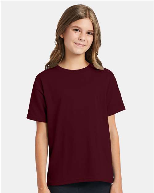 Hanes Youth ComfortBlend EcoSmart T-Shirt - Maroon, Size M | Soft Cotton Blend Crewneck 4 thumbnail image