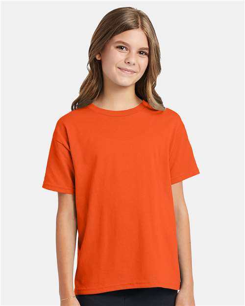 Custom Embroidered - Hanes - Youth EcoSmart® T-Shirt - Orange - 5370
