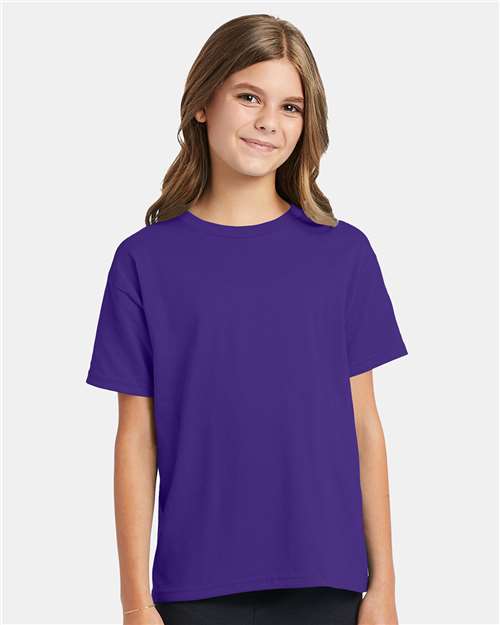 Custom Embroidered - Hanes - Youth EcoSmart® T-Shirt - Purple - 5370