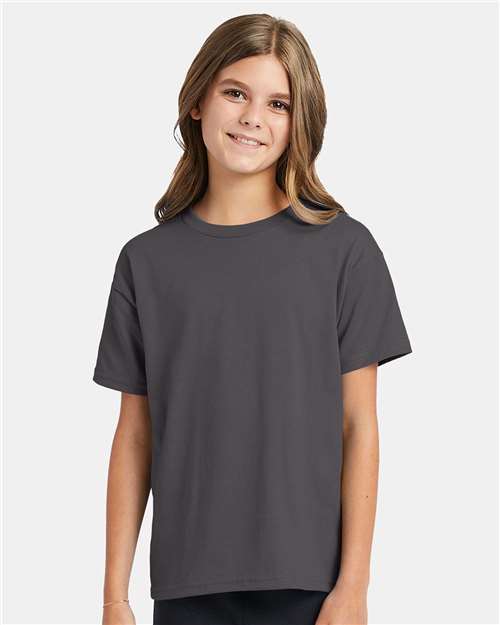 Custom Embroidered - Hanes - Youth EcoSmart® T-Shirt - Smoke Grey - 5370