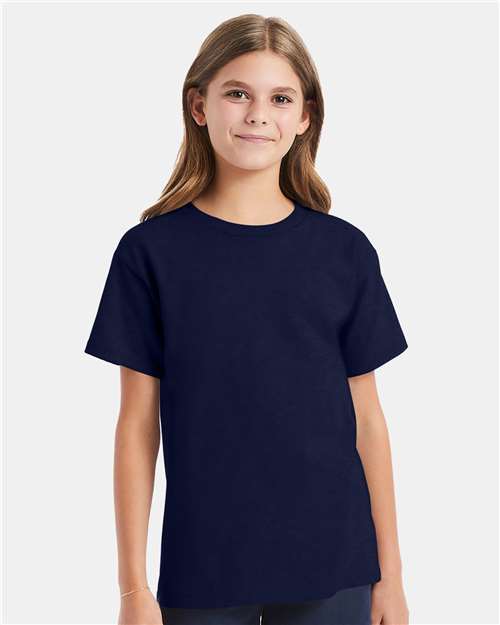 Custom Embroidered - Hanes - Youth Essential-T T-Shirt - Navy - 5480