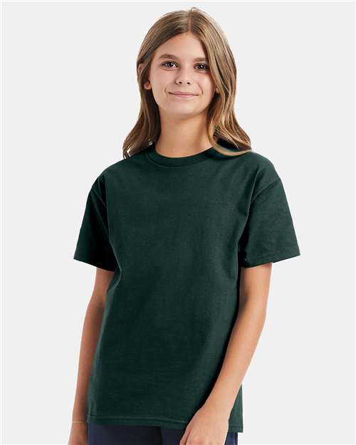 Custom Embroidered - Hanes - Youth Authentic T-Shirt - Deep Forest - 5450