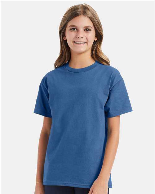 Custom Embroidered - Hanes - Youth Authentic T-Shirt - Denim Blue - 5450