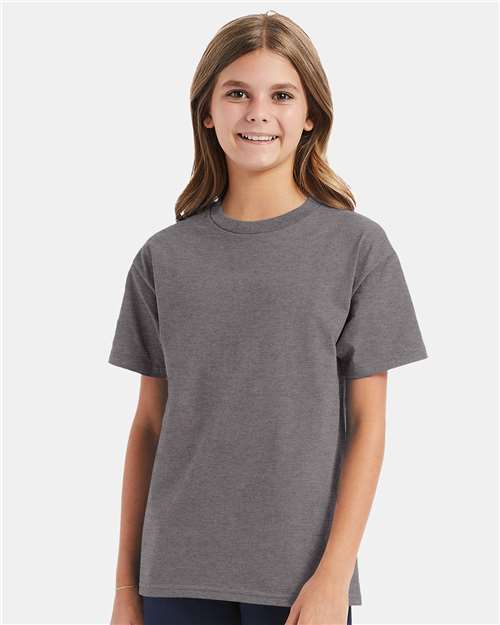Custom Embroidered - Hanes - Youth Authentic T-Shirt - Oxford Grey - 5450
