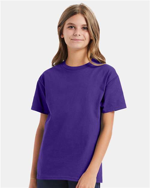 Custom Embroidered - Hanes - Youth Authentic T-Shirt - Purple - 5450