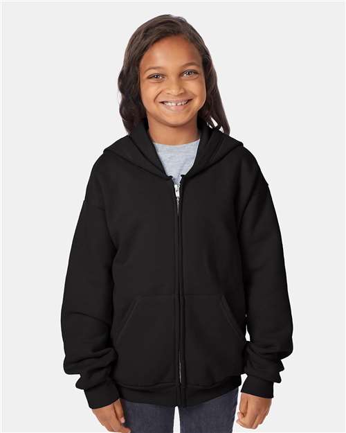 Custom Embroidered - Hanes - Youth EcoSmart® Full-Zip Hooded Sweatshirt - P480