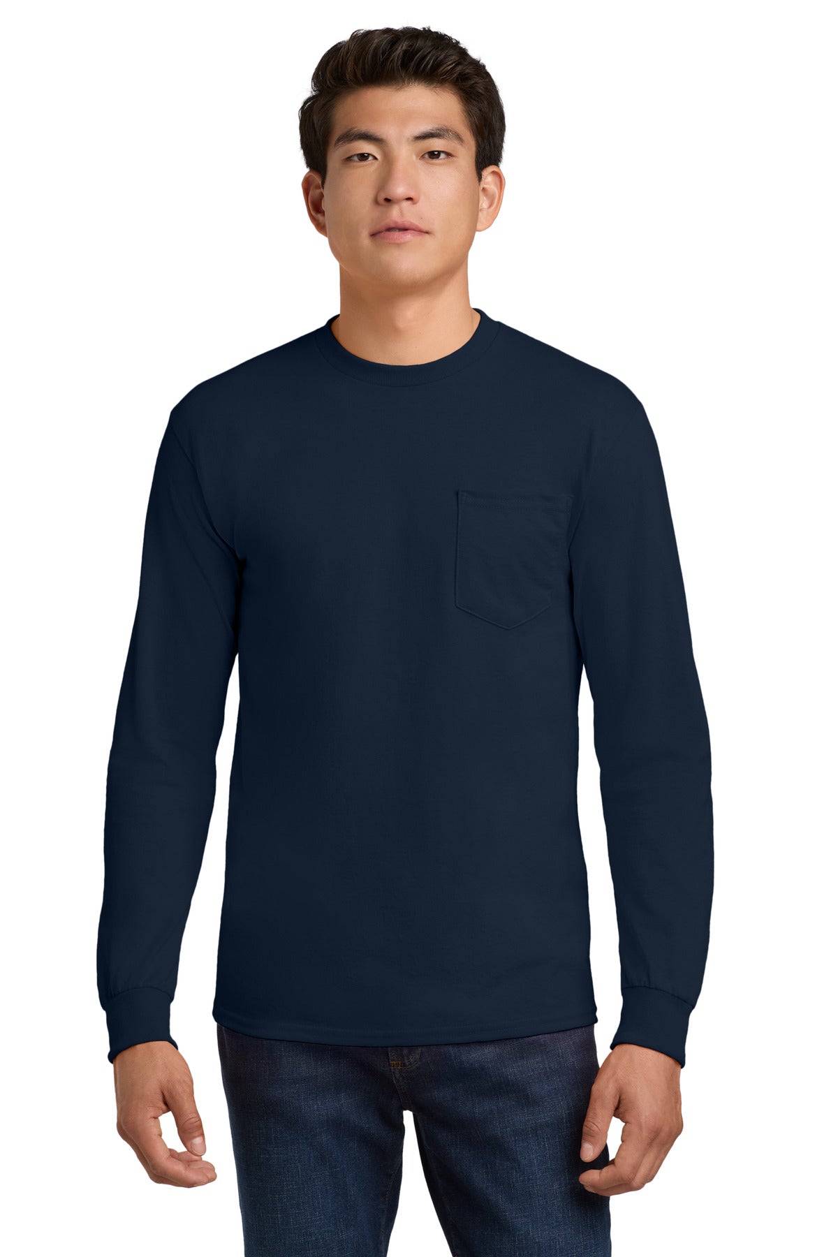 Custom Embroidered or DTF Printed - Gildan ® - Ultra Cotton ® 100% US Cotton Long Sleeve T-Shirt with Pocket. 2410