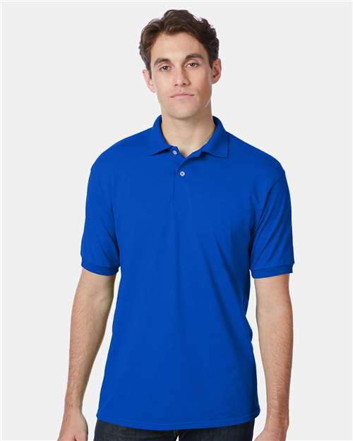 Custom Embroidered - Hanes - Men's EcoSmart® Jersey Polo - Deep Royal - 054X