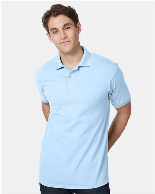 Custom Embroidered - Hanes - Men's EcoSmart® Jersey Polo - Light Blue - 054X